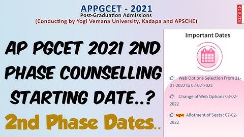 AP PGCET 2021 2nd Phase Counselling starting Date.?//AP PGCET 2021 2nd Counselling Latest Update