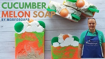 Cucumber Melon Soap, by Morfosoaps | cold process soap making with piping and embed, acceleration++
