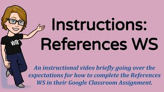 Instructions: References WS