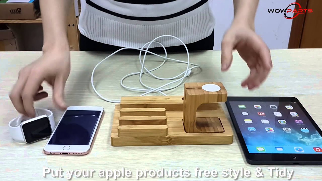 4 Charging Cables Included Tablet Bamboo Charging Station for Multiple Devices with Integrated iWatch & AirPod Stand Desktop Charging Docking Station Organizer for Cellphone 4 Charging Cables Included Tablet Bamboo Charging Station for Multiple Devices with Integrated iWatch & AirPod Stand Desktop Charging Docking Station Organizer for Cellphone