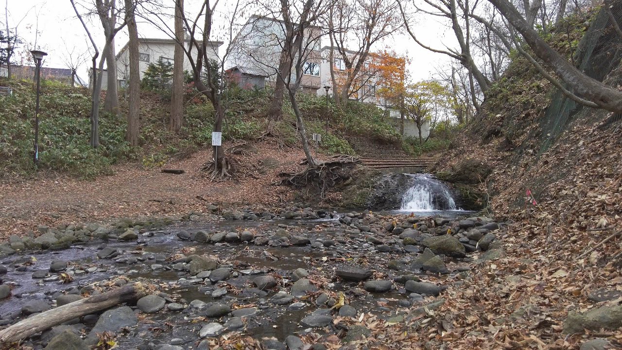 【4K】2022 日本 北海道 札幌 豊平区 平岸 精進河畔公園→精進川の滝 散策【Binaural Audio】
