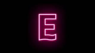 Pink neon alphabet E blinking on black screen , neon alphabets green screen