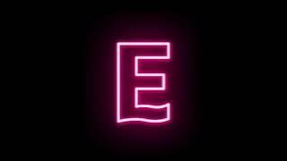 Pink neon alphabet E blinking on black screen , neon alphabets green screen