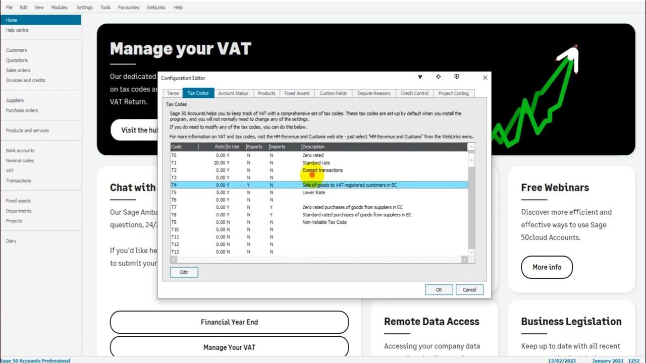How to Add and Edit T Codes (Tax Codes) on Sage 50cloud sage
