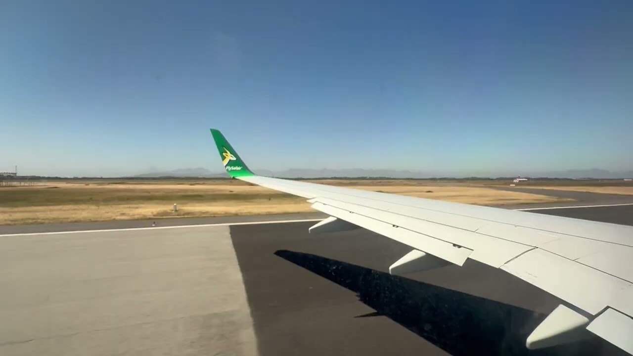 Takeoff From Cape Town,South Africa To East London,South Africa On A FlySAFair B737-800 Aircraft(4K)