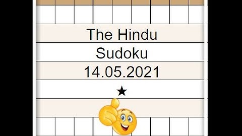 Today The Hindu Sudoku 1 Star Solution 14.05.2021