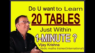 20 TABLES|How to learn tables easily|Speed Tables|Vedic Maths By Vijay Krishna|speed maths|fast math