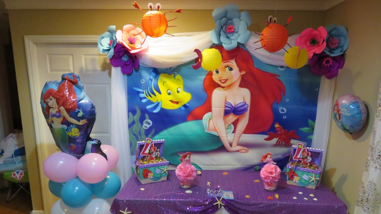 decoración temática  de la sirenita para fiesta infantil