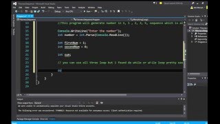 Fibonacci Sequence c# Console Application