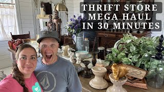 One Mega Thrift Haul in 30 minutes - Shopping for high end home decor for our store