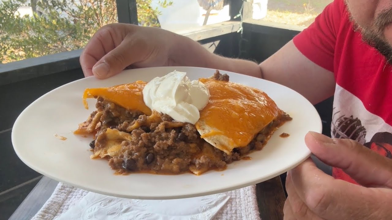 Delicious taco lasagna. It was surprisingly very good. First time for me. ￼