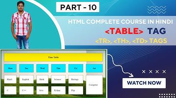 Part 10 - What is Table Tag in HTML in Hindi | HTML Complete Course | Advance HTML tutorial