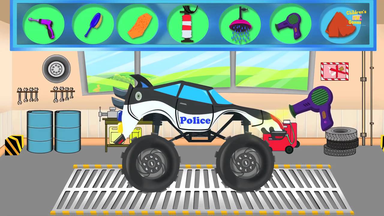 Police Monster Truck Car Wash YouTube