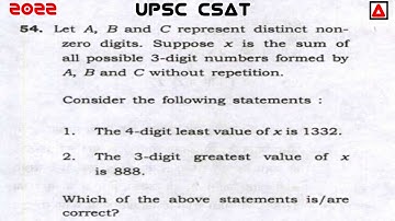Number System | Let A, B and C represent distinct non-zero digits. Suppose x is the sum of all