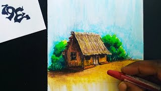 House drawing with Oil pastels | Easy Drawing with oil pastel tutorial