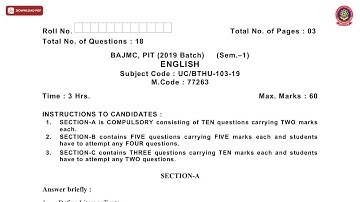 BA 1ST SEM JAMC ENGLISH DEC 2020 | PTU