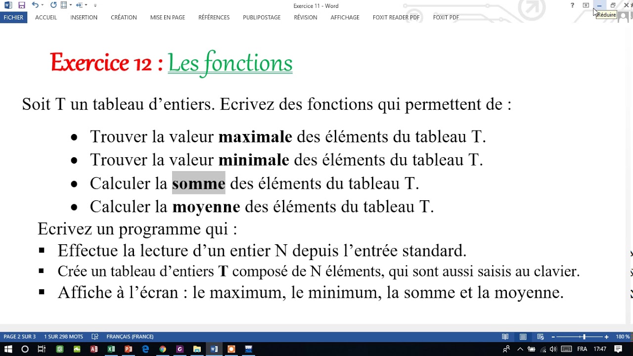 Exercice 12  sur les fonctions
