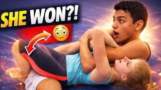 She dominates the match | mixed wrestling | headscissor | fightingkids | #wrestling #mma #nogi