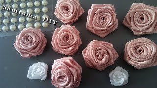 طريقة عمل ورود من الساتان //  DIY : How to make flowers from Satin Ribbon