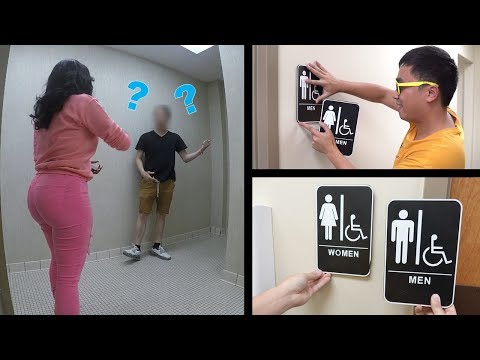 switching-bathroom-signs-prank-part-3!