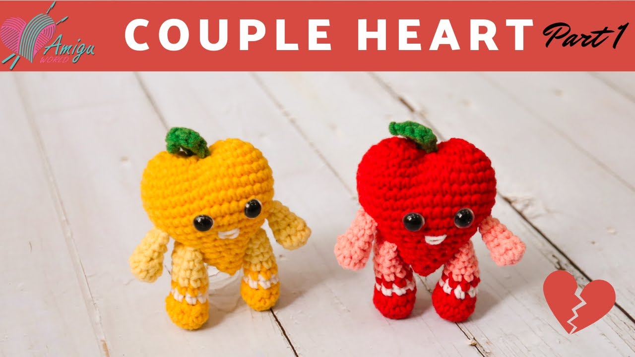 #143 | Couple Heart Amigurumi (1/2) | Valentine's Day Gift Idea | Easy Crochet Tutorial | AmiguWorld