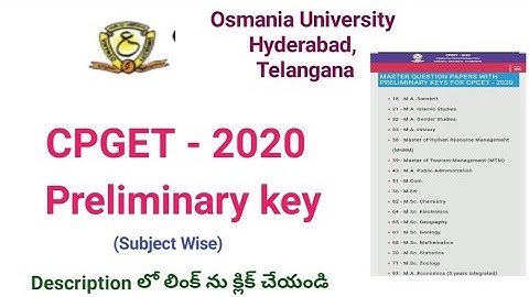 CPGET - 2020 | Preliminary key |Response Sheet| Objection Format | ts cpget 2020 in telugu
