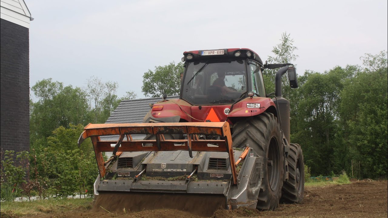 Bosfrezen & graszaaien met Case IH magnum 340 met TMC cancela TFR 225 & New Holland TCE55