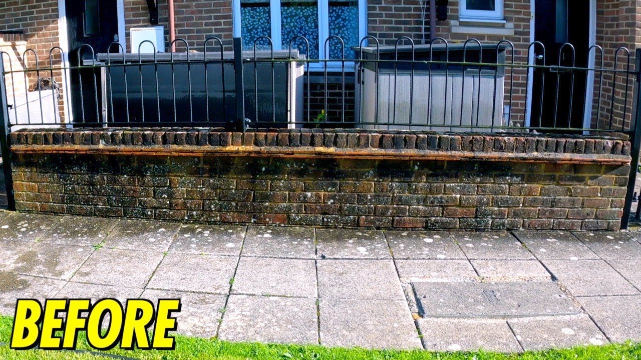 Pressure washing INSANELY filthy FRONT YARD WALL / PATIO for homeowner (Chris's Dad) lol! ASMR