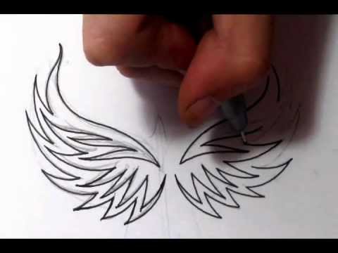 Drawing Tribal Eagle Wings Tattoo Design - Quick Sketch ...