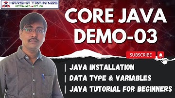 Core Java Demo 03 | Java Installation | Data Type & Variables | Java Tutorial for Beginners
