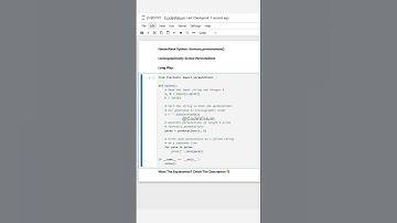 Lexicographically Sorted Permutations Detailed Version #Python #HackerRank #Permutations #itertools