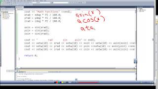 Programming in C & C++ Episode 0040 - Math Functions - arc sin, arc cos, and arc tan