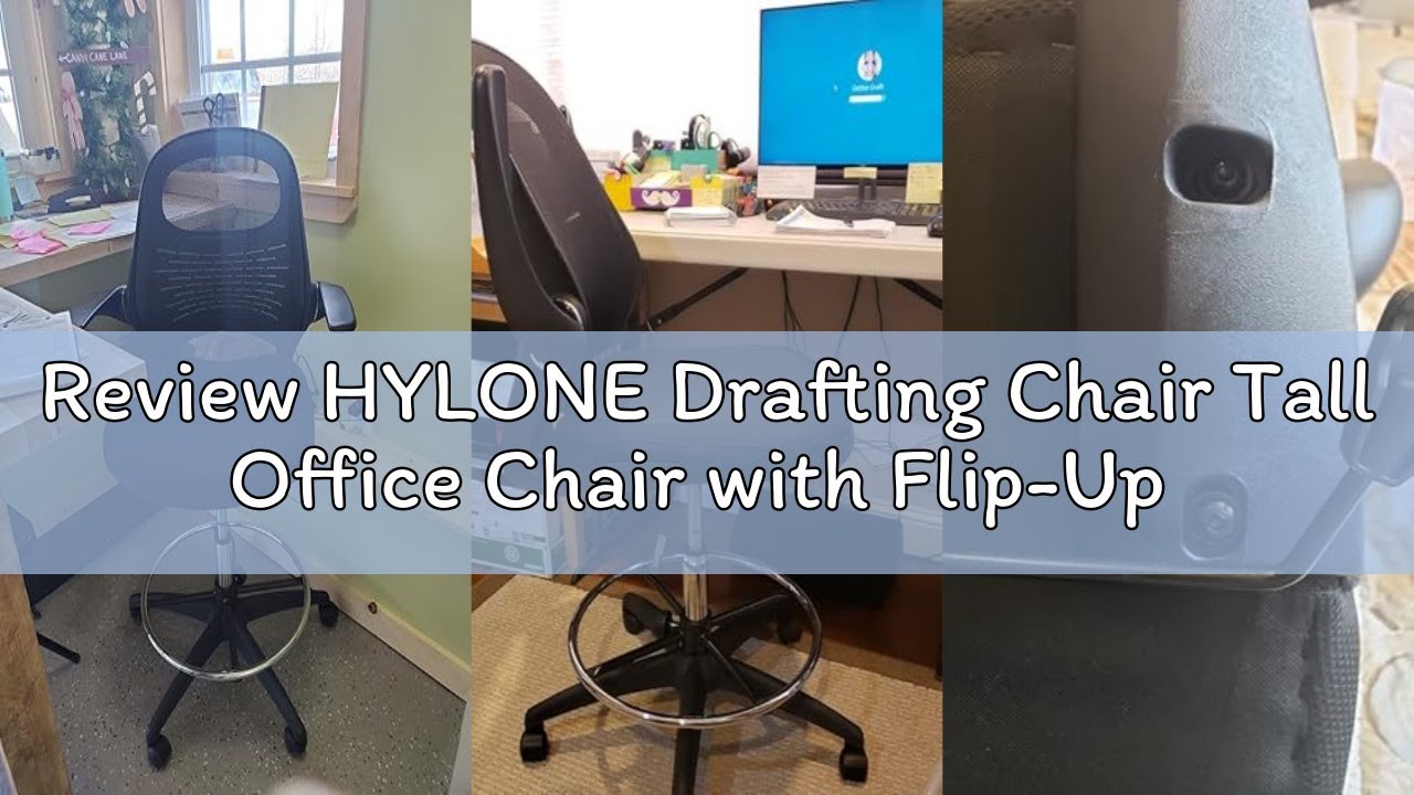 Review HYLONE Drafting Chair Tall Office Chair with Flip-Up Armrests Ergonomic Computer Chair with L