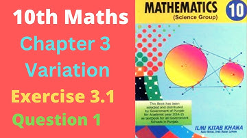 Exercise 3.1 class 10th Maths Question 1 | Variation