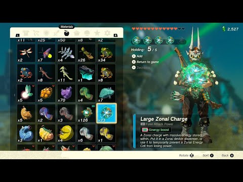 Depositing 5 Large Zonai Charges