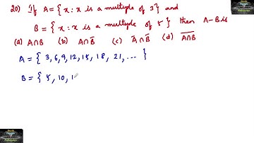 20 If A={x:x is a multiple of 3} B={x:x is a multiple of 5} rd sharma mcq sets objective Cbse ncert
