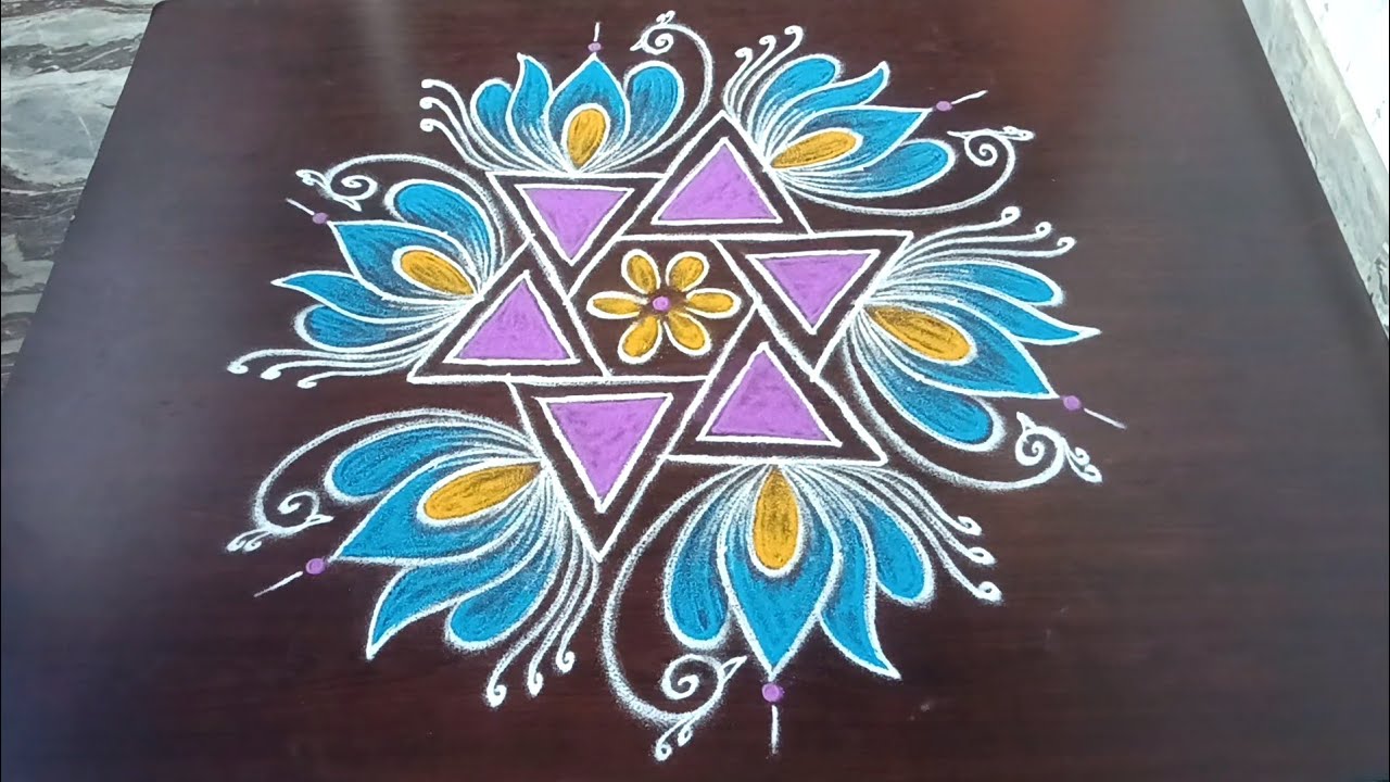 Simple thamarai kolam/Ugadhi 2026 lotus muggulu/Easy rangoli designs/Lathakolam