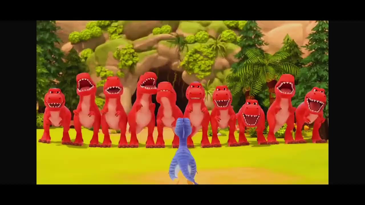 Ten t-rexes 🦖 chasing Bird🐦😅😆#inspired by color inversion