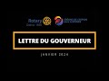 La lettre du gouverneur gilbert pierrejustin du rotary district 1690 de janvier 2024