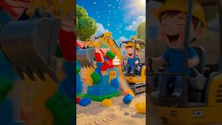 🚜 Happy Kid Destroys Block House with JCB | Fun Construction Adventure for Kids #Shorts # #jcb