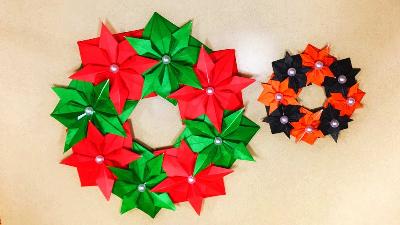 クリスマス折り紙工作 フレーベルリースの作り方音声解説付 Origami Christmas Wreath Youtube