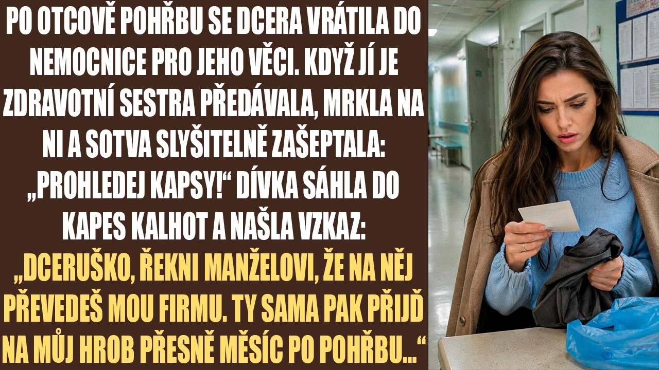 Znělo to jako starostlivá věta u nemocniční postele, ale já jsem tehdy nevěděla, že otec právě začal nejdůležitější hru svého života. O měsíc později jsem v kapse jeho kalhot našla rukou psaný...