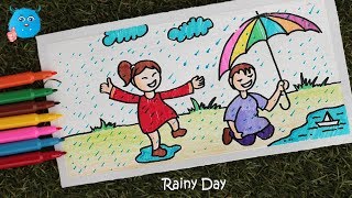 rainy drawing draw scenery season easy drawings pencil paintingvalley