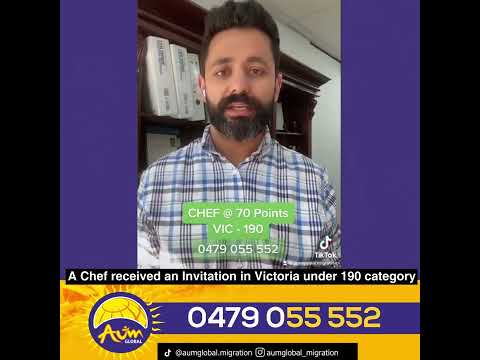 Chef got an invitation at 70 points in Victoria under 190 category!