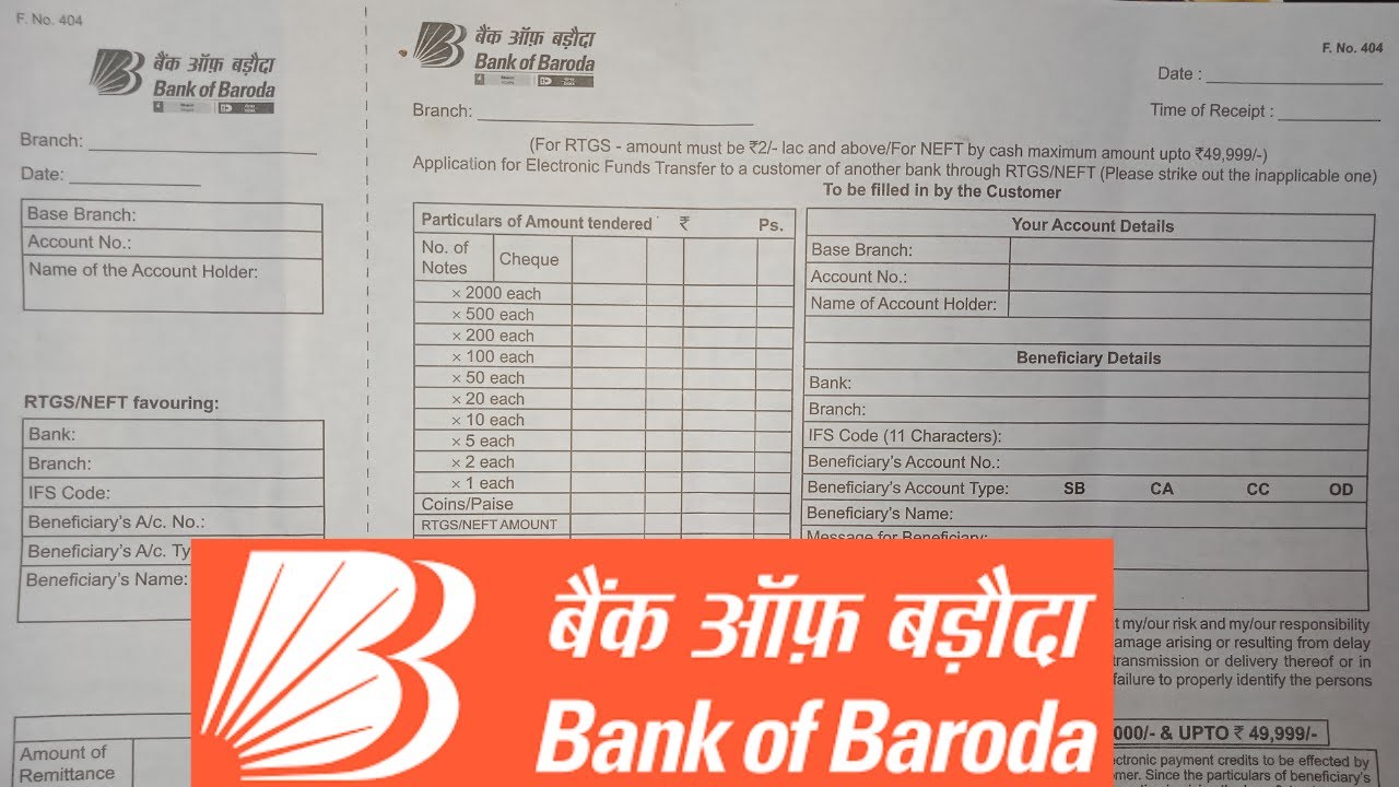 how-to-fill-bank-of-baroda-neft-rtgs-form-in-2023-youtube