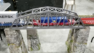 MODEL TRAINS Large Scale CP Bright Red Beaver Logo Train Crosses Bridge