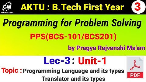 Lec-3 I UNIT-1 I PPS I B.Tech First Year I PPS by Pragya Rajvanshi Ma