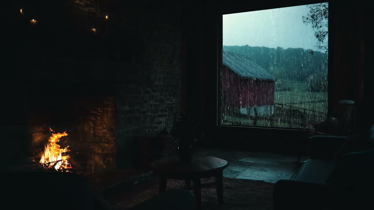 Forest Countryside Cabin Rain Sounds 🌧️ Cozy Dark Night for Stress Relief & Deep Sleep