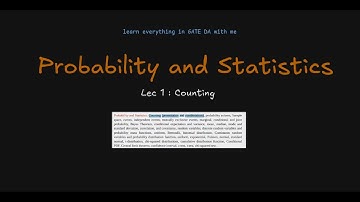 Probability and Statistics [Lec 1] - Counting
