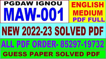 maw 001 solved assignment 2022-23 / maw 1 solved assignment in english / ignou pgdaw solved